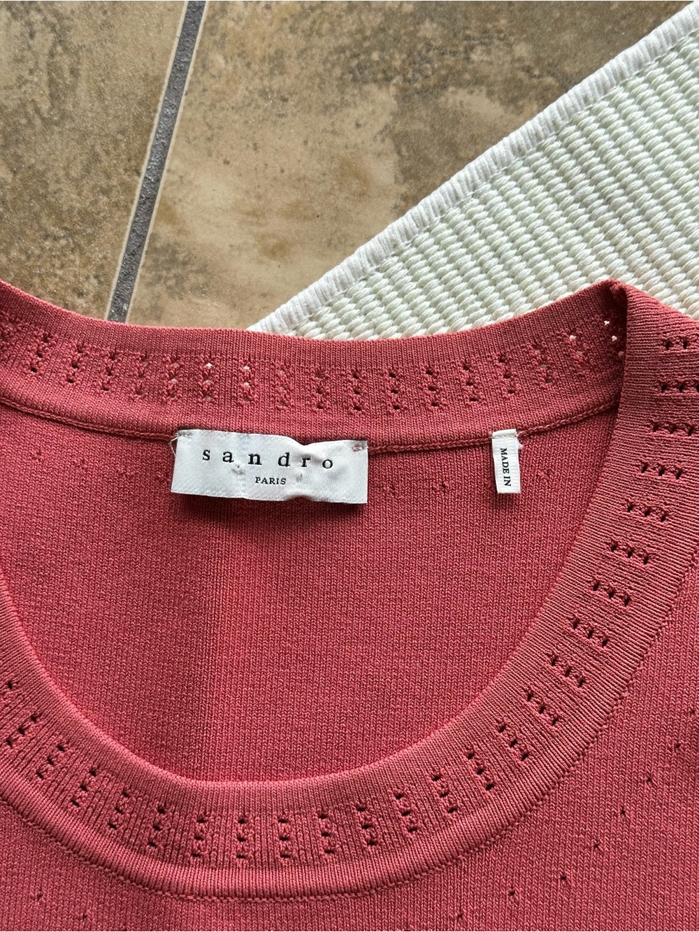 Sandro Paris Rose Pink Etor Eyelet-Detail Pleated Knit Dress - Picture 4 of 10